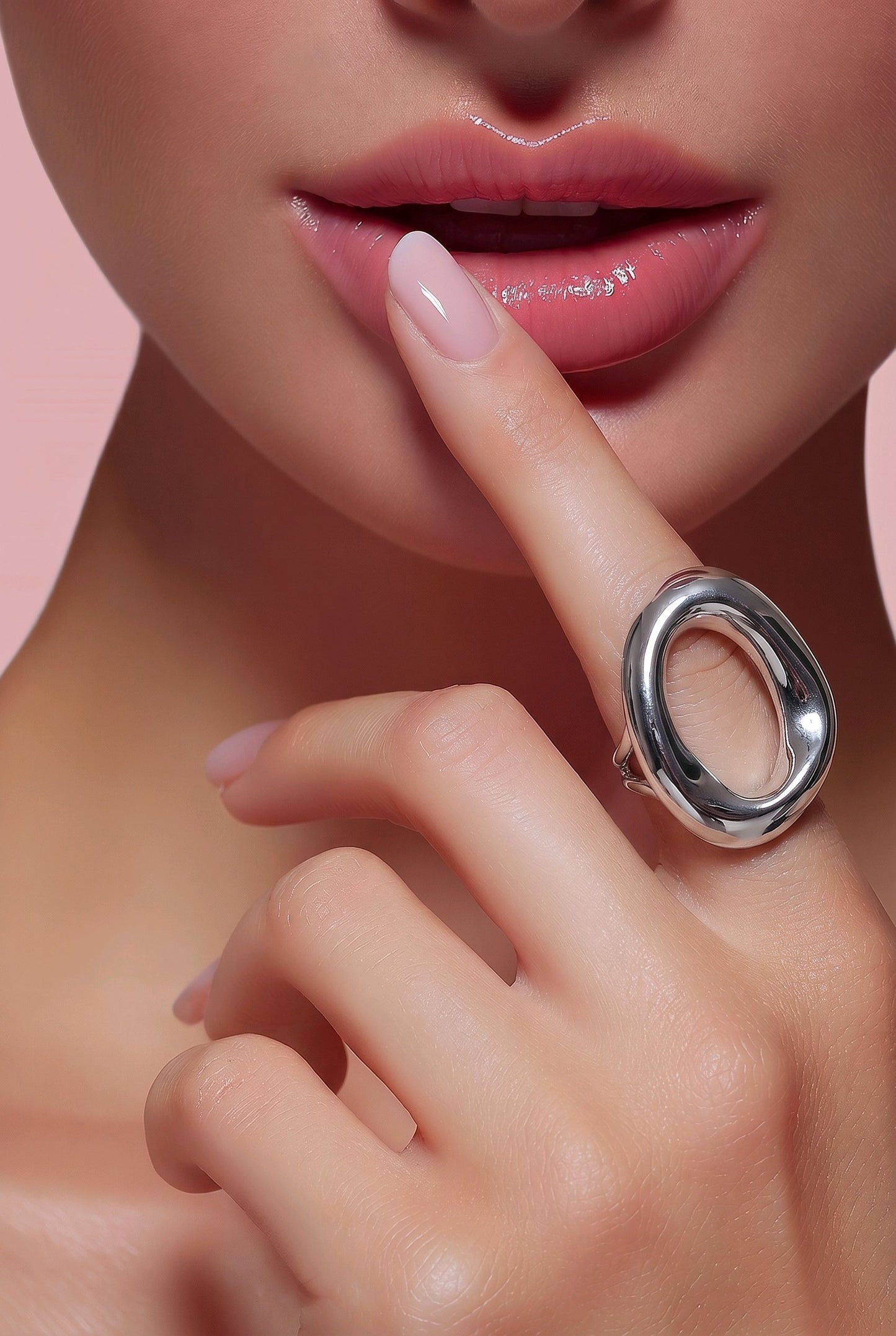 Anillo Plateado Dona Divergente - Ajustable