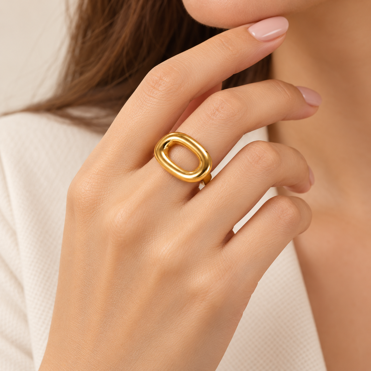 Anillo Dorado Dona Oblicua - Ajustable
