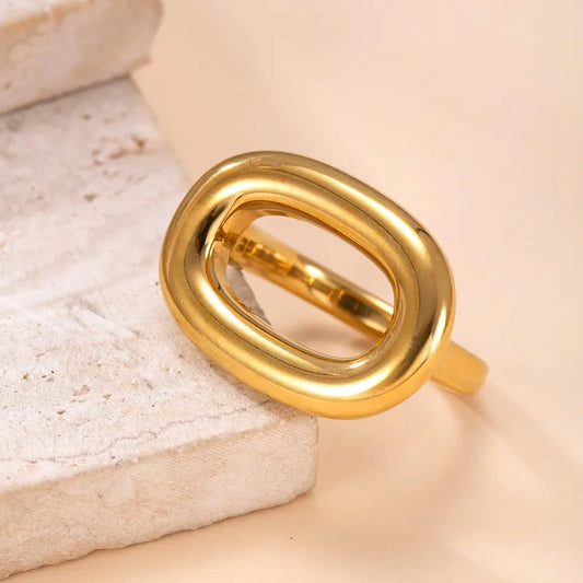 Anillo Dorado Dona Oblicua - Ajustable