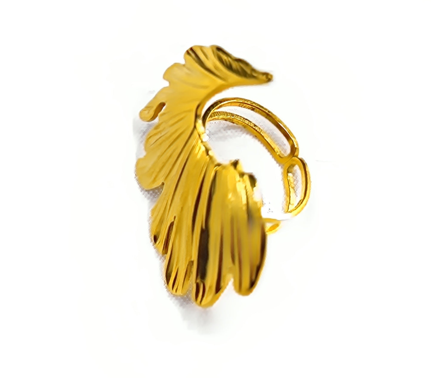 Anillo Dorado Flor de Pluma Ajustable