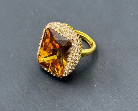 Anillo Cuadrado Sultanita y Circón - Ajustable