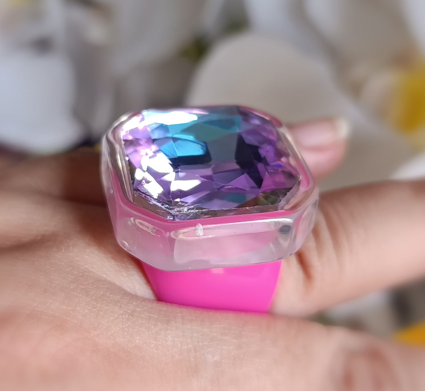 Anillo Resina Fiusha Ronda Tornasol Talla 8