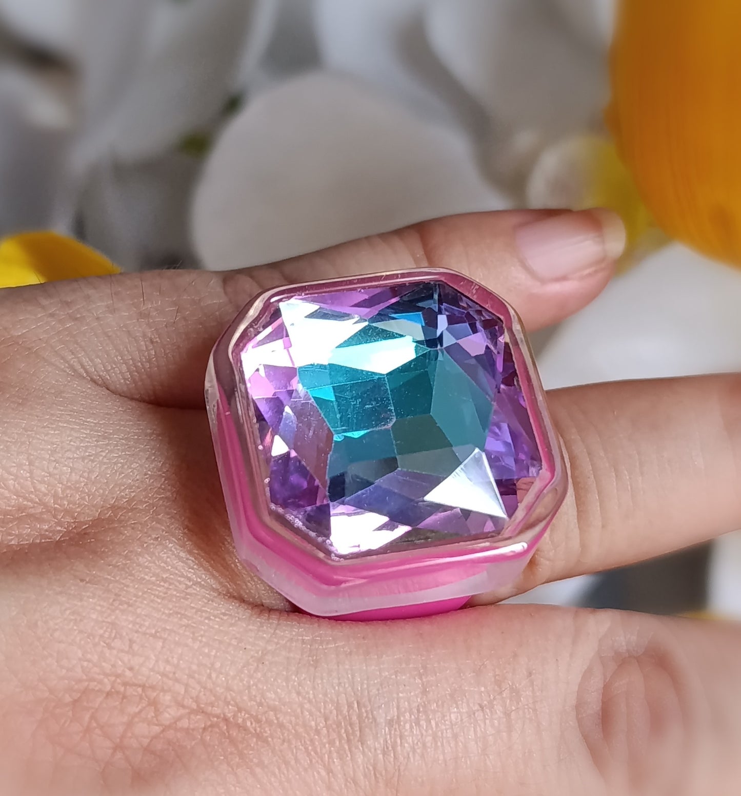 Anillo Resina Fiusha Ronda Tornasol Talla 8