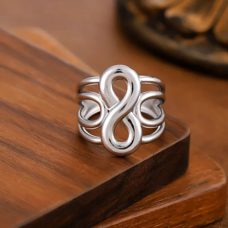 Anillo Plateado Ronda Infinito - Ajustable