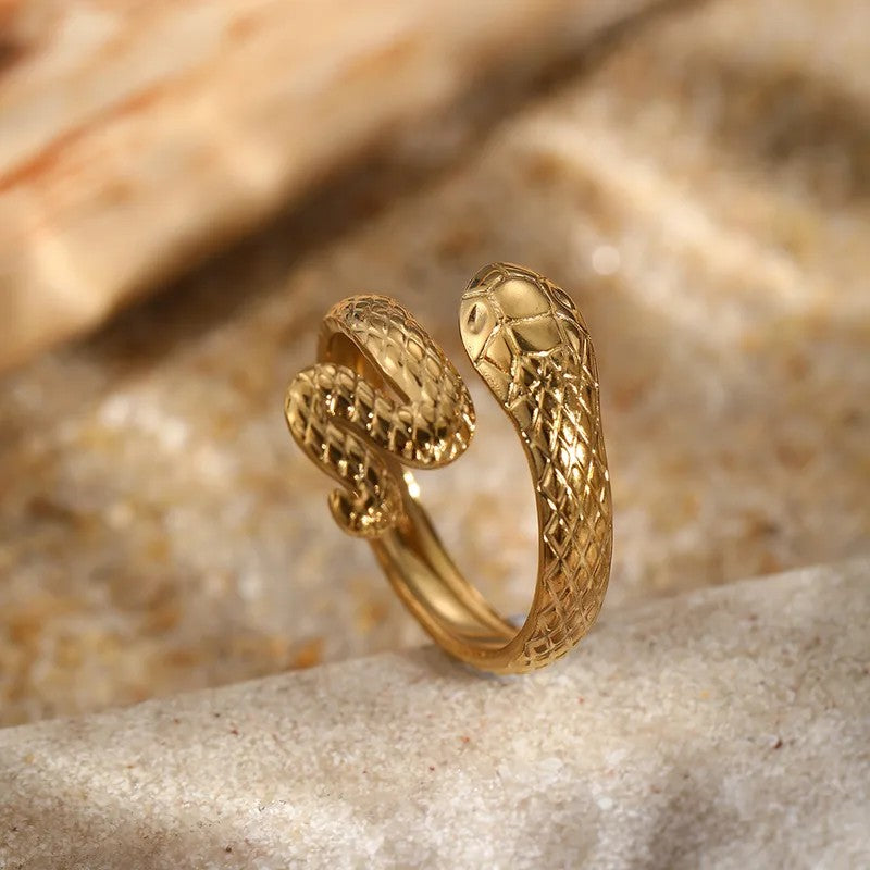 Anillo Dorado Serpiente - Ajustable