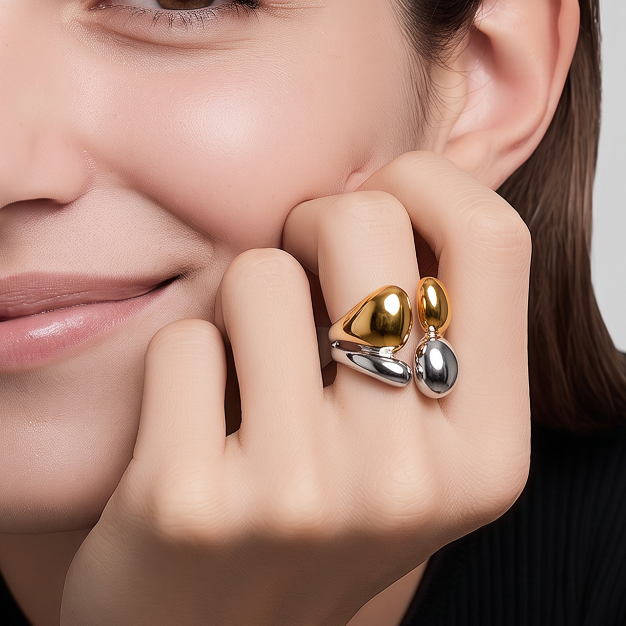Anillo Bicolor Cuatro Gotas - Ajustable