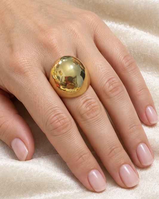Anillo Dorado Bola - Talla 8