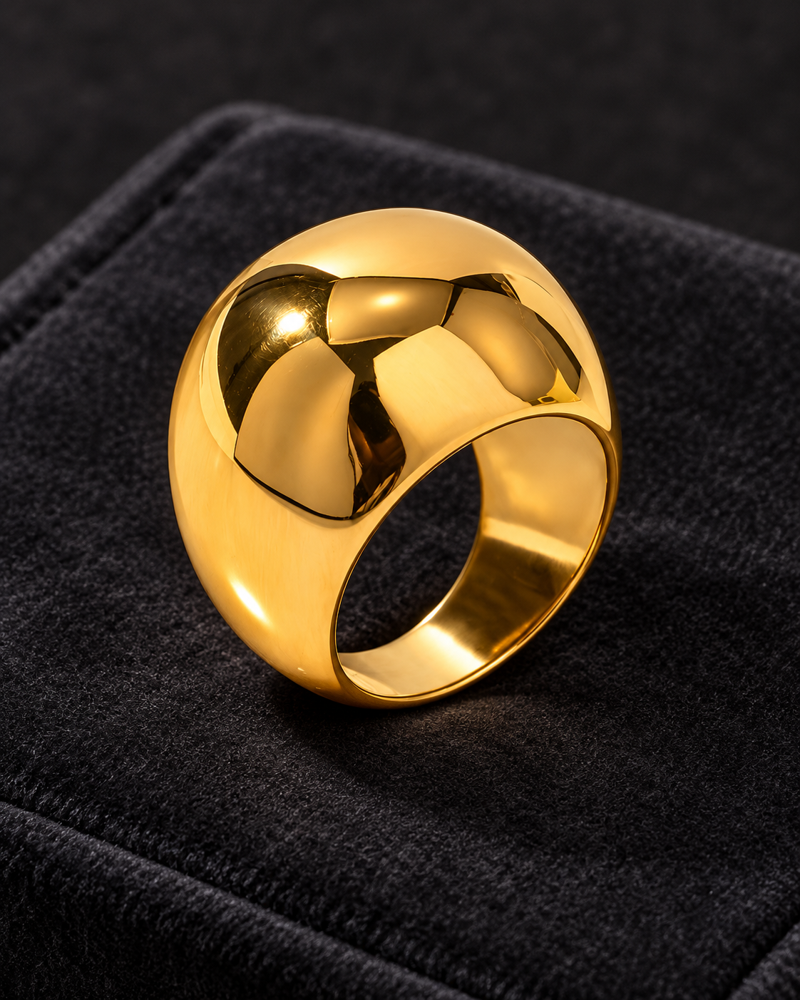 Anillo Dorado Bola - Talla 8