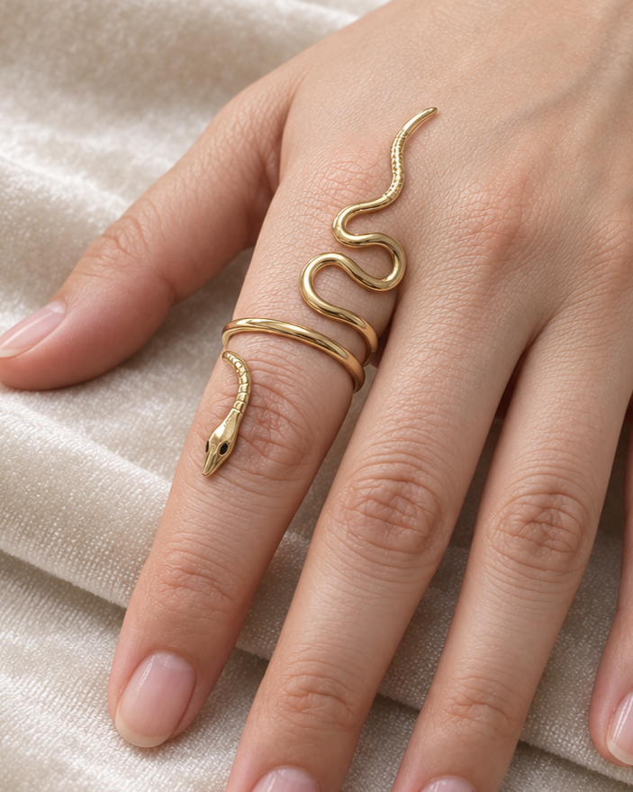 Anillo Dorado Serpiente - Ajustable