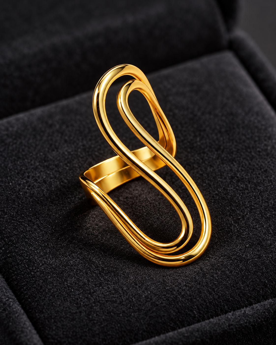 Anillo Dorado Doble Línea Silueta - Ajustable