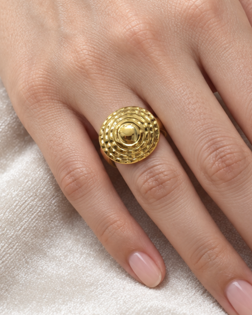 Anillo Dorado Circulo Tipo Calendario - Ajustable