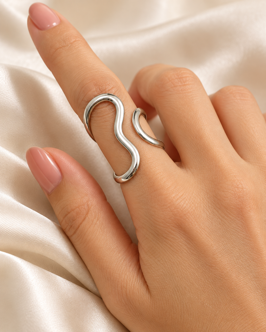 Anillo Plateado Silueta Dedo Pulgar - Ajustable
