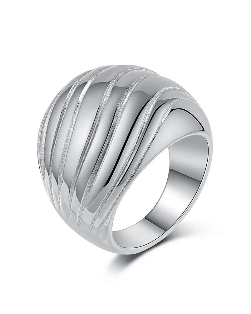 Anillo Platadeado Lineas Simétrucas - Talla 8