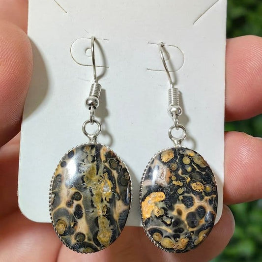 Aretes Óvalos Jaspe Piel de Víbora