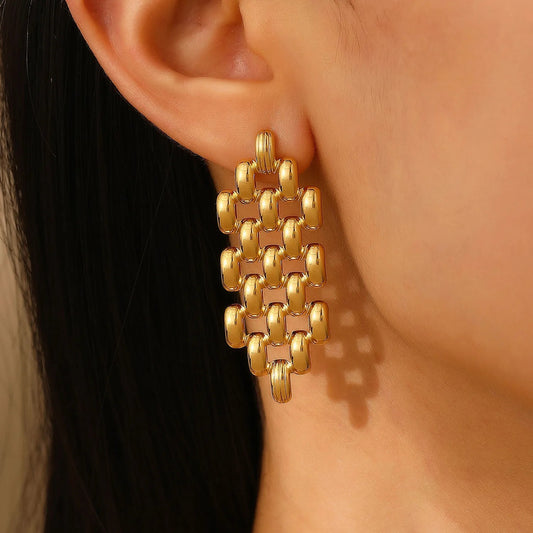 Aretes Dorados Petatillo Tejido