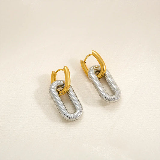 Aretes Bicolor Accesorio Dorado Clip Plata