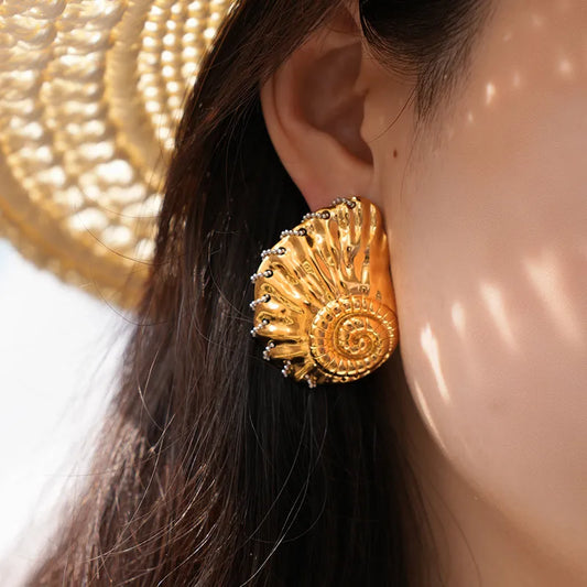 Aretes Dorados Concha de Mar