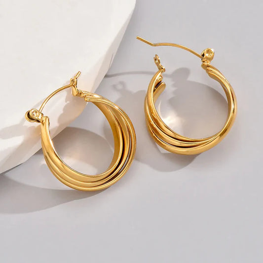 Aretes Dorados Arracadas Romanas Medianas