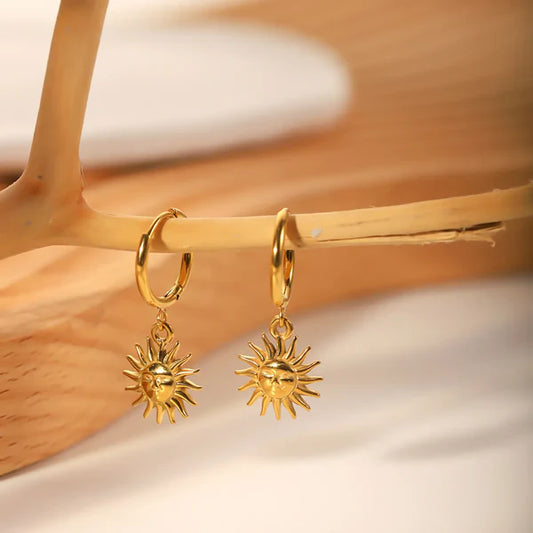 Aretes Dorados Arracadas Dije Sol