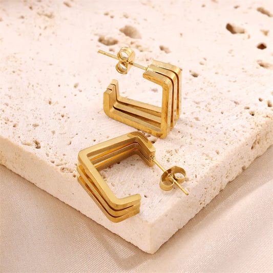 Aretes Dorados Geométricos