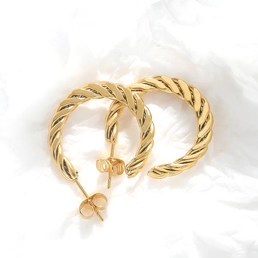 Aretes Dorados Arracadas Romanas Trenzadas