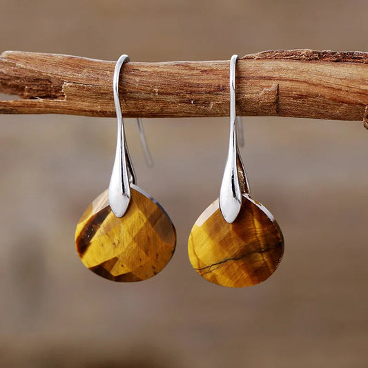 Aretes Plateado Ojo de Tigre