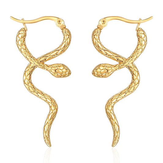 Aretes Dorados Serpiente Rayadas