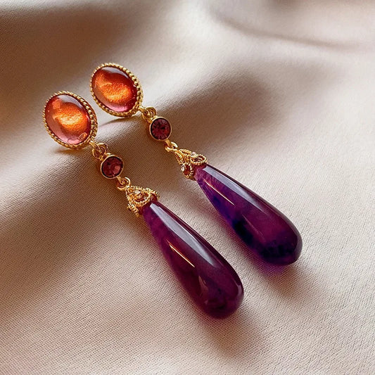 Aretes De Gota Amatista