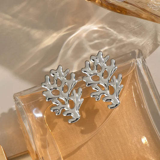 Aretes Plateados Coral