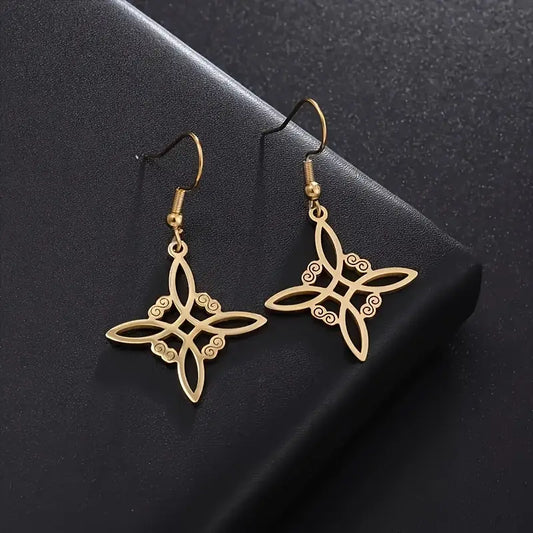 Aretes Dorados Nudo de Bruja
