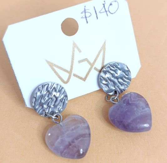 Aretes Corazón Amatista