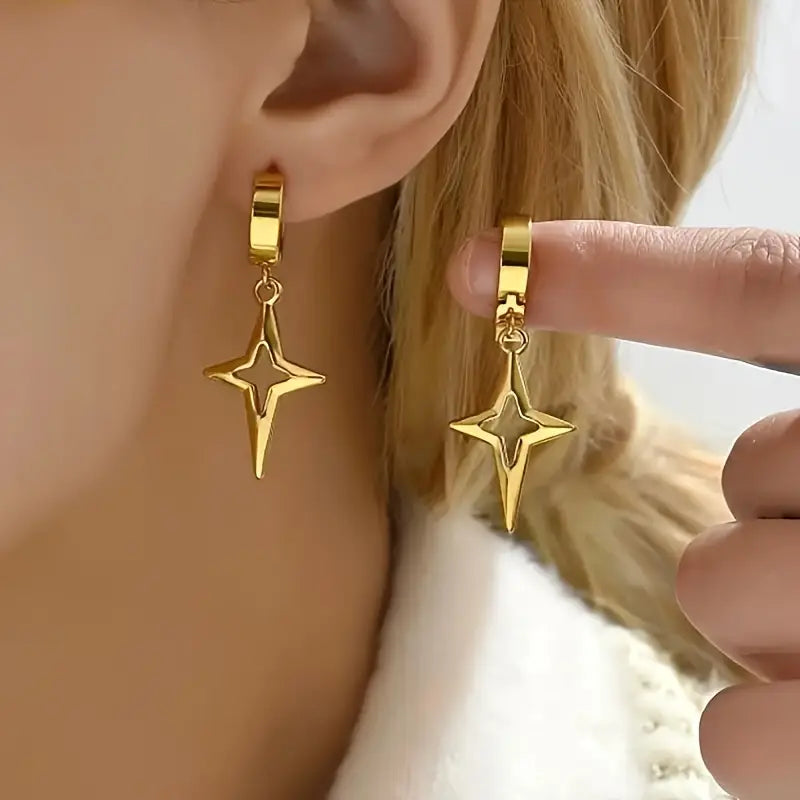 Aretes Dorados Estrella Geométrica