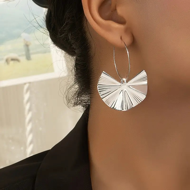 Aretes Plateados Hoja Gingko