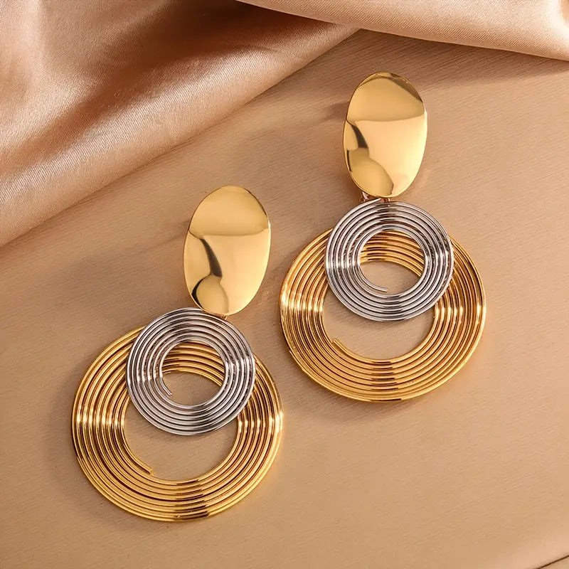 Aretes Dobles Espiral Bicolor