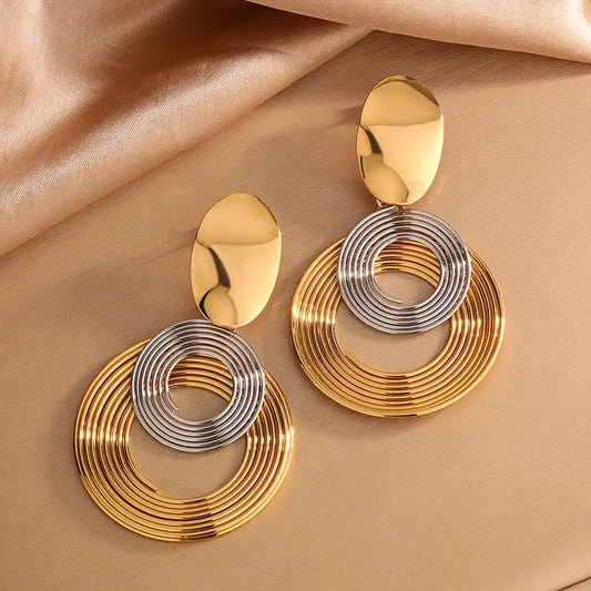 Aretes Dobles Espiral Bicolor