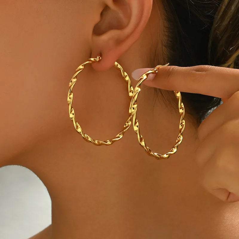 Aretes Arracadas Trenzadas Doradas