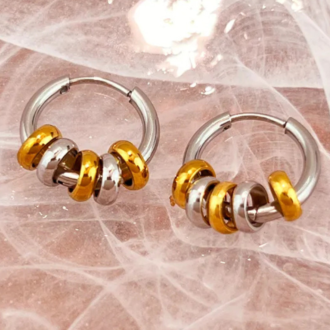 Aretes Arracadas Plateadas Colgantes Bicolor