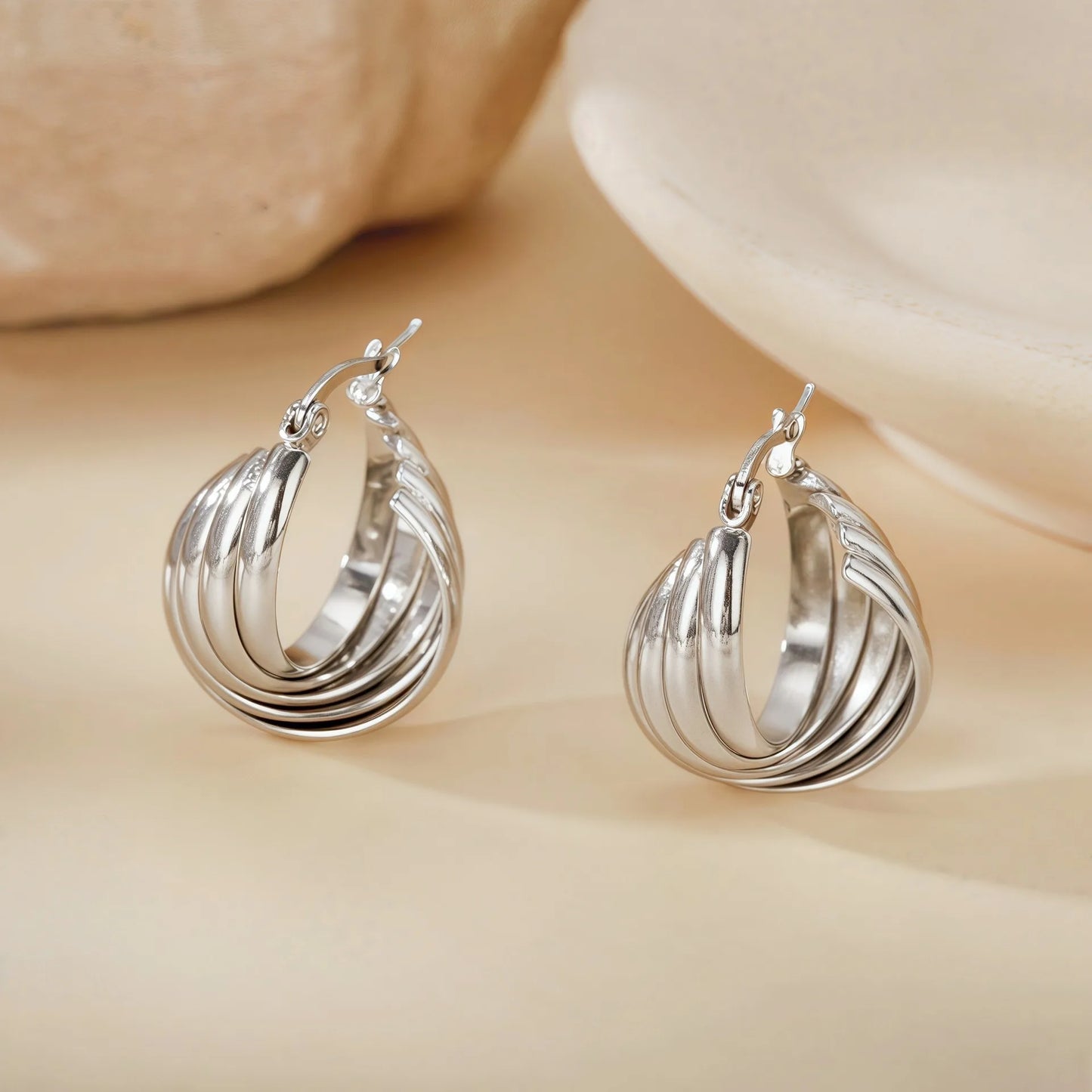 Aretes Plateados Arracadas Líneas