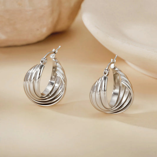 Aretes Plateados Arracadas Líneas