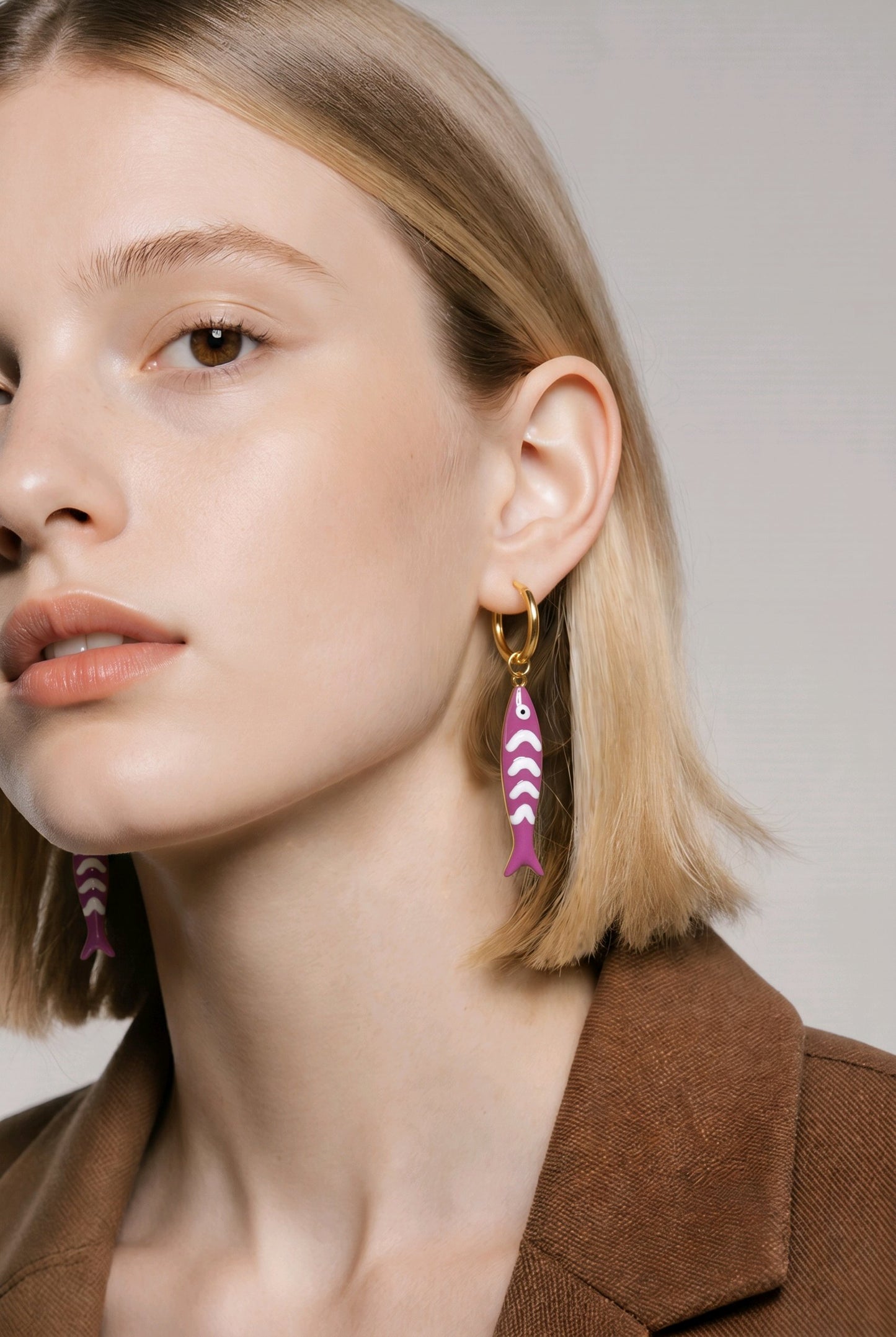 Aretes Arracadas Doradas Pez Fiusha