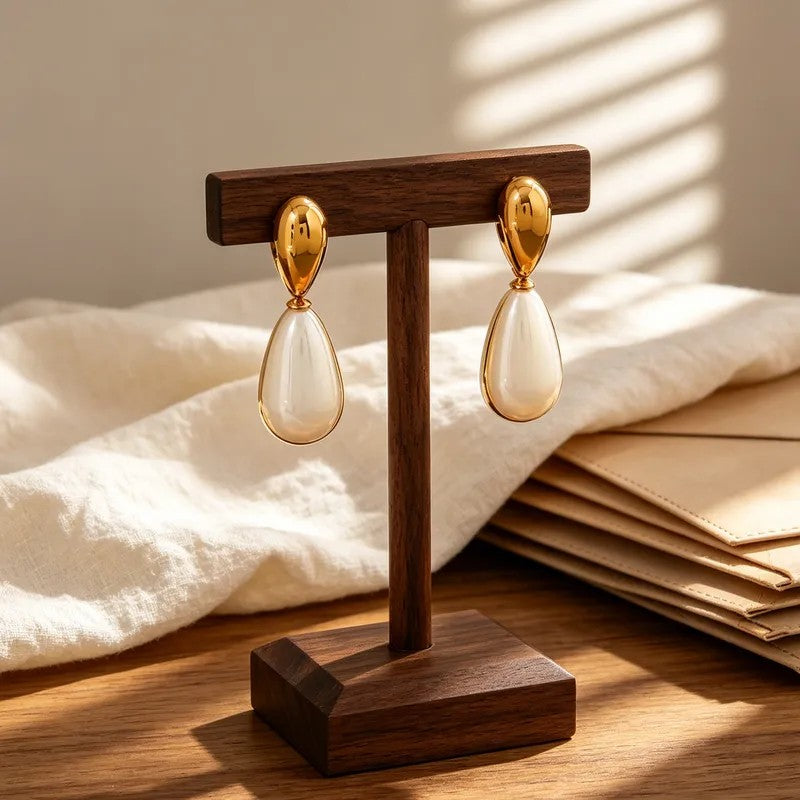 Aretes Perla Gota Dorados