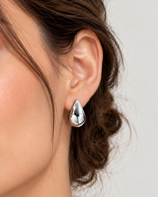 Aretes Gota Color Plateados