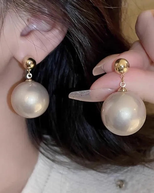 Aretes Perla Gigante Color Oro