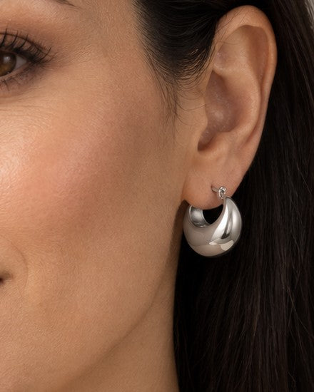 Aretes Plateados Hemisferio Hueco