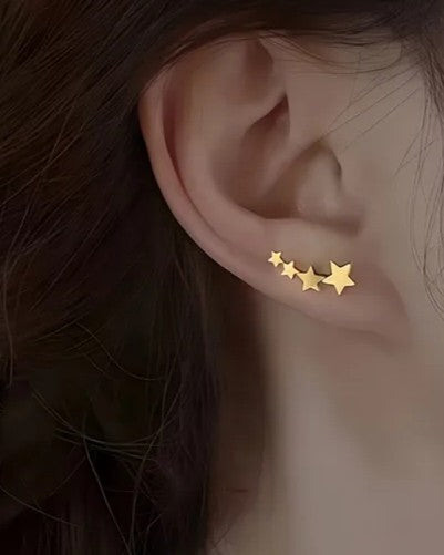 Aretes Dorados Tridimensional Estrellas