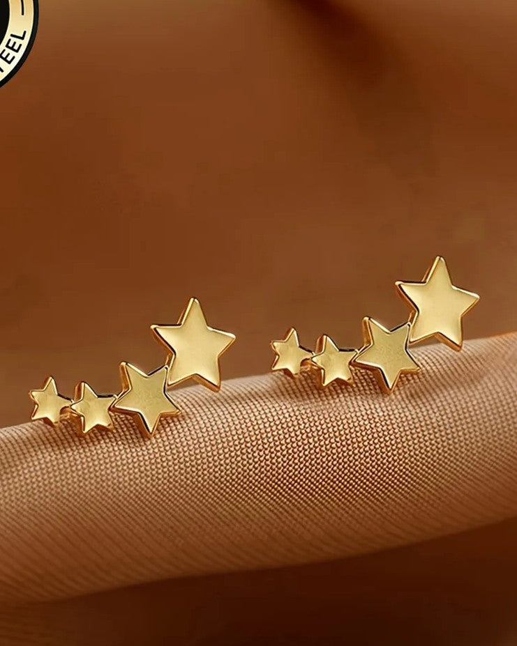 Aretes Dorados Tridimensional Estrellas
