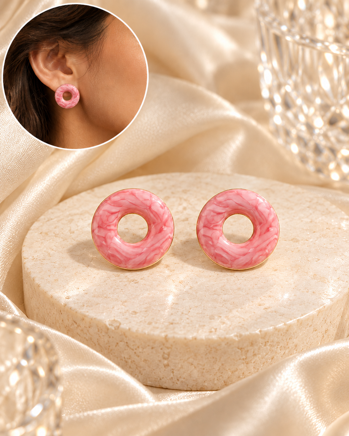 Aretes Dona Rosa Natural Esmaltados