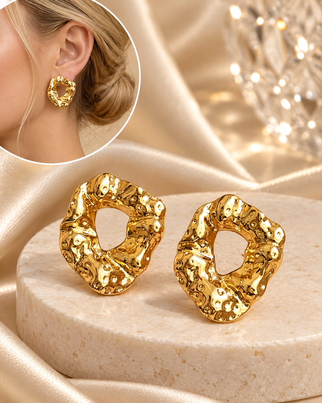 Aretes Dorados Amartillados