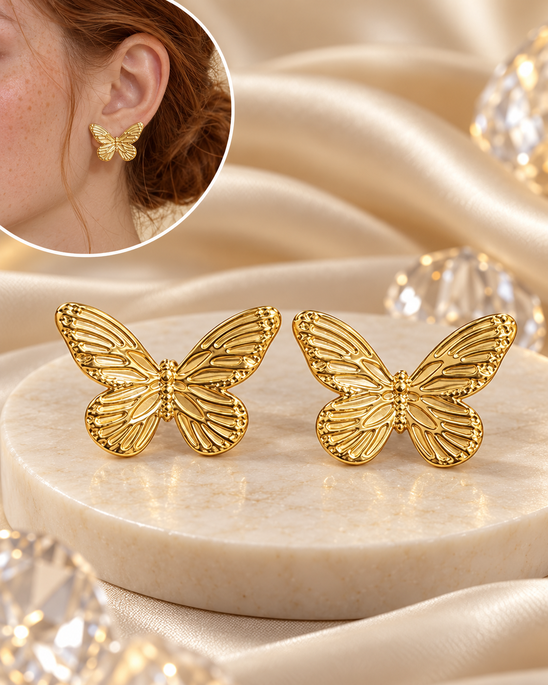 Aretes Dorados Mariposas