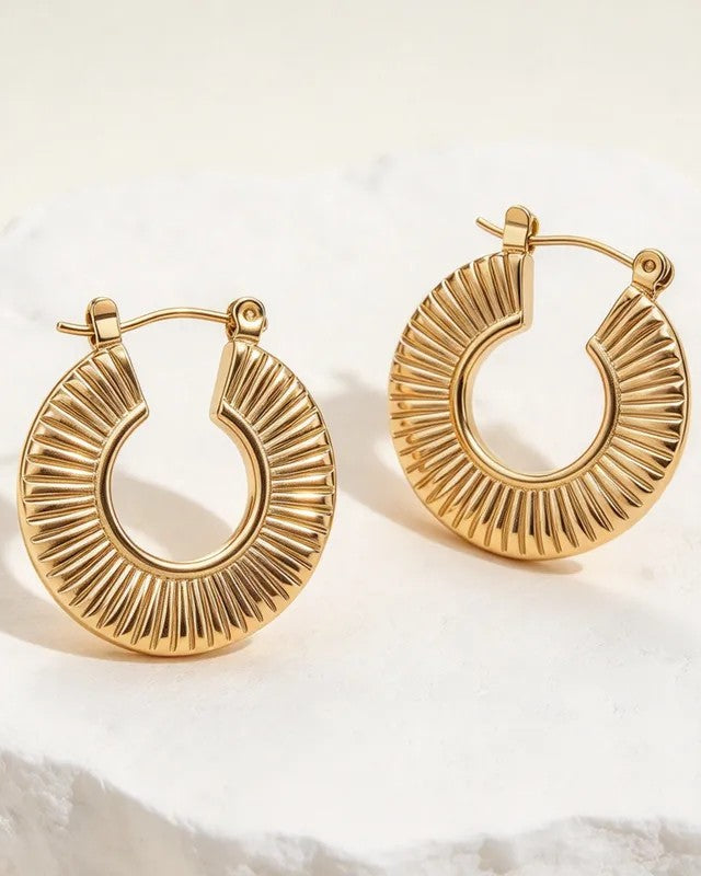 Aretes Dorados Arracadas Planas Rayadas